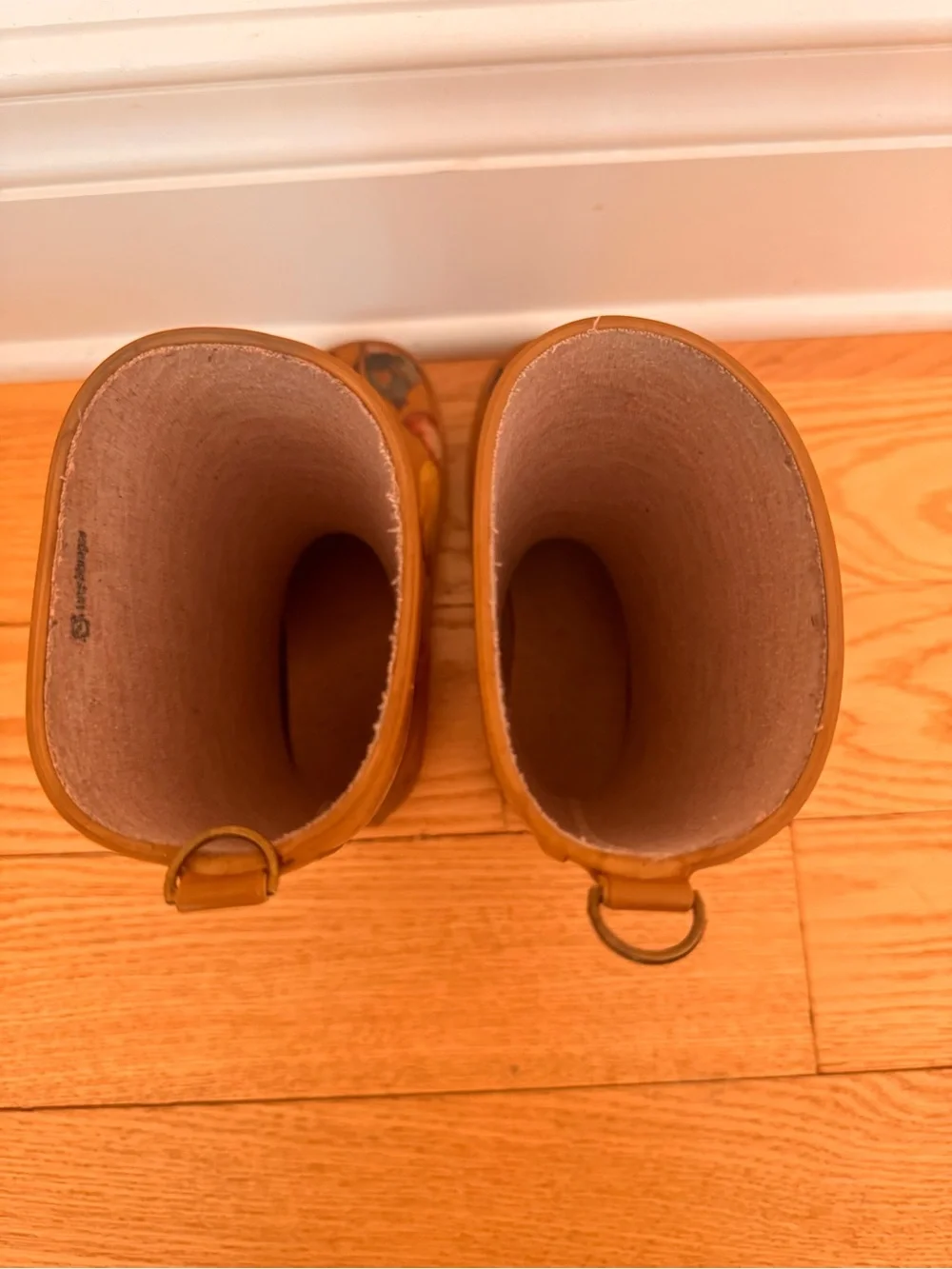 Bisgaard barefoot kids floral tan rain boots
